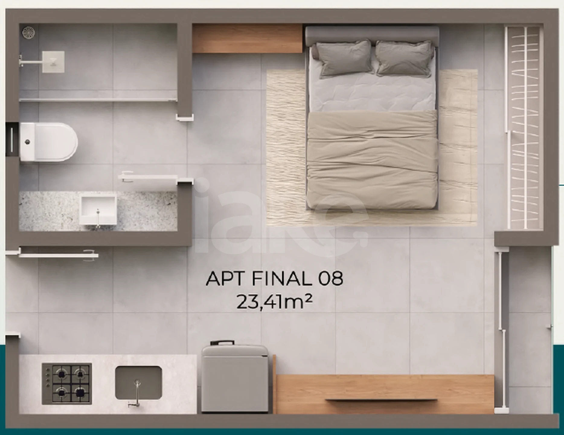 Planta — Studio 23,41 m²