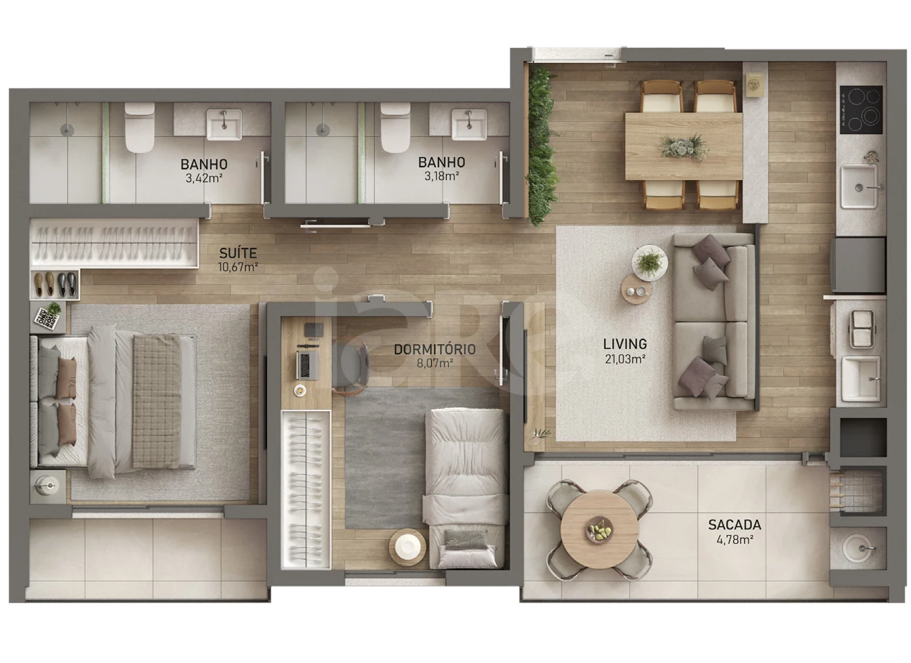 Planta — Apartamento 62,31 m²