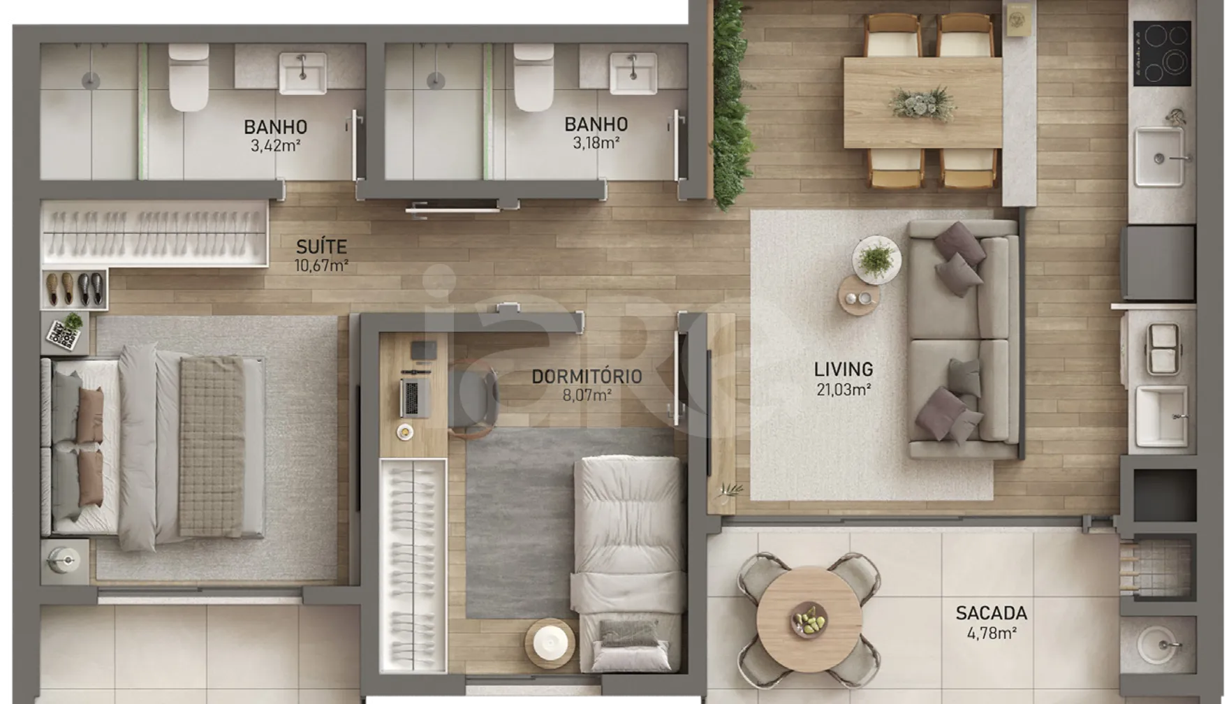 Planta — Apartamento 62,31 m²