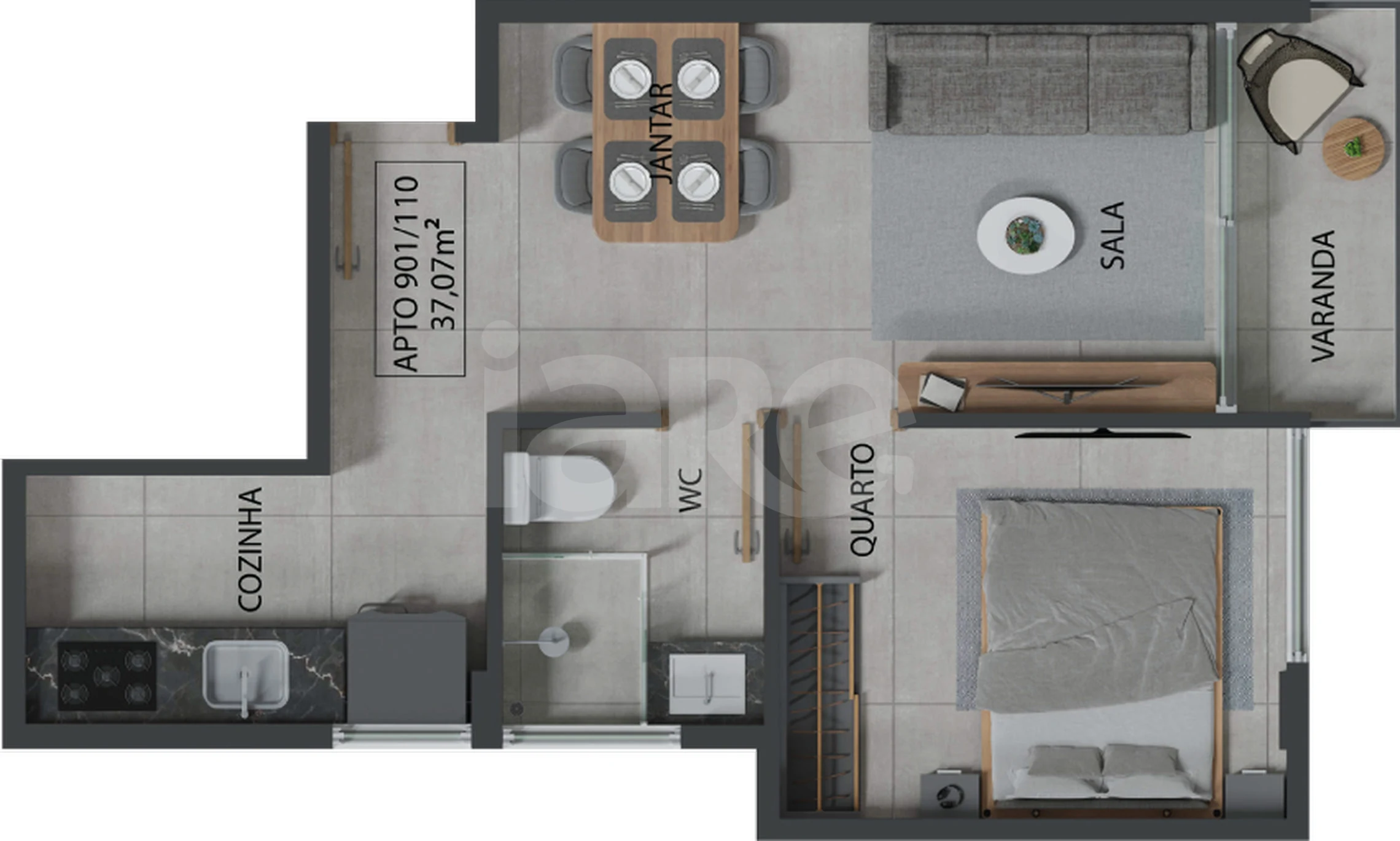 Planta — Apartamento 37,07 m²
