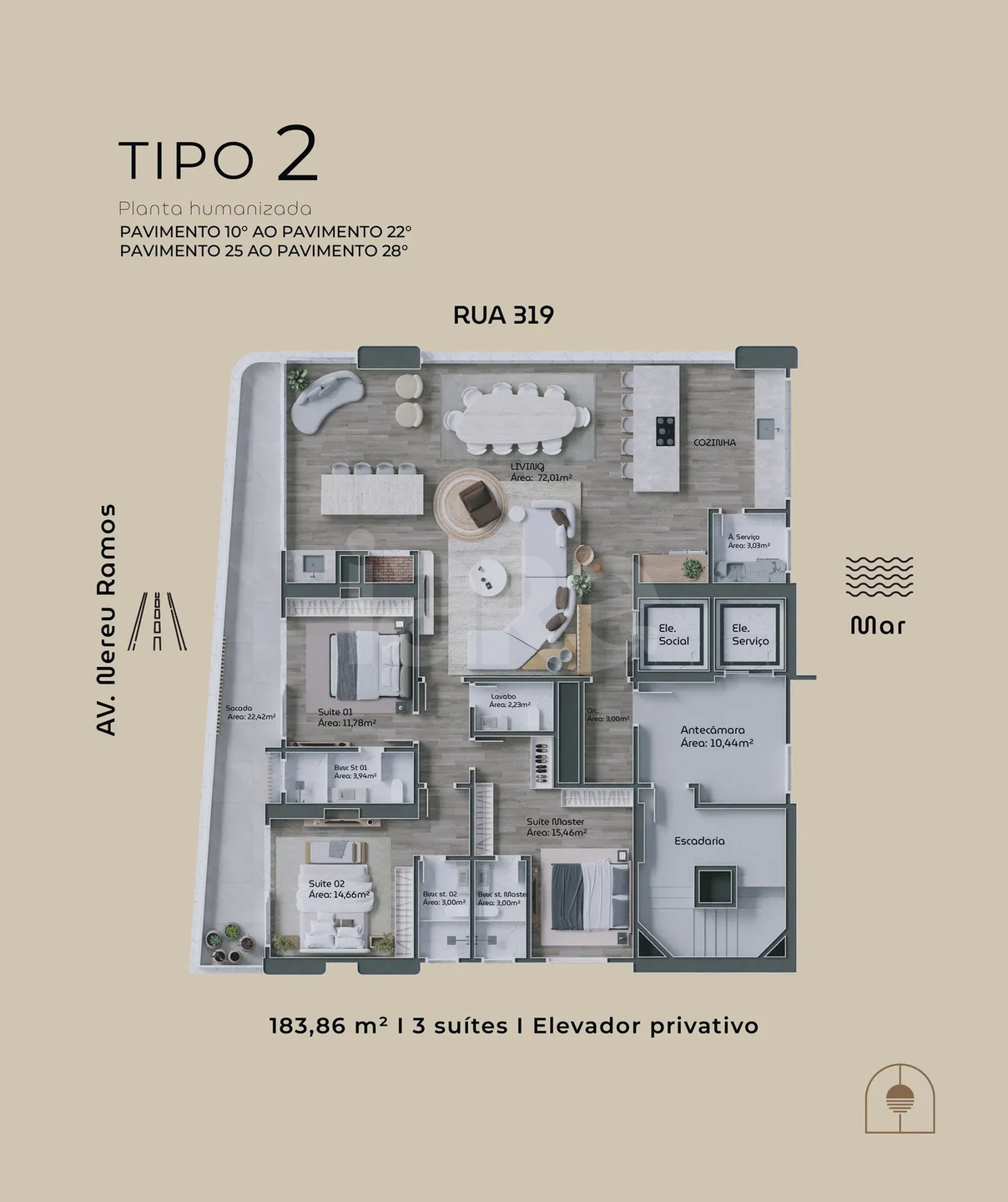 Planta — Apartamento 183,86 m²