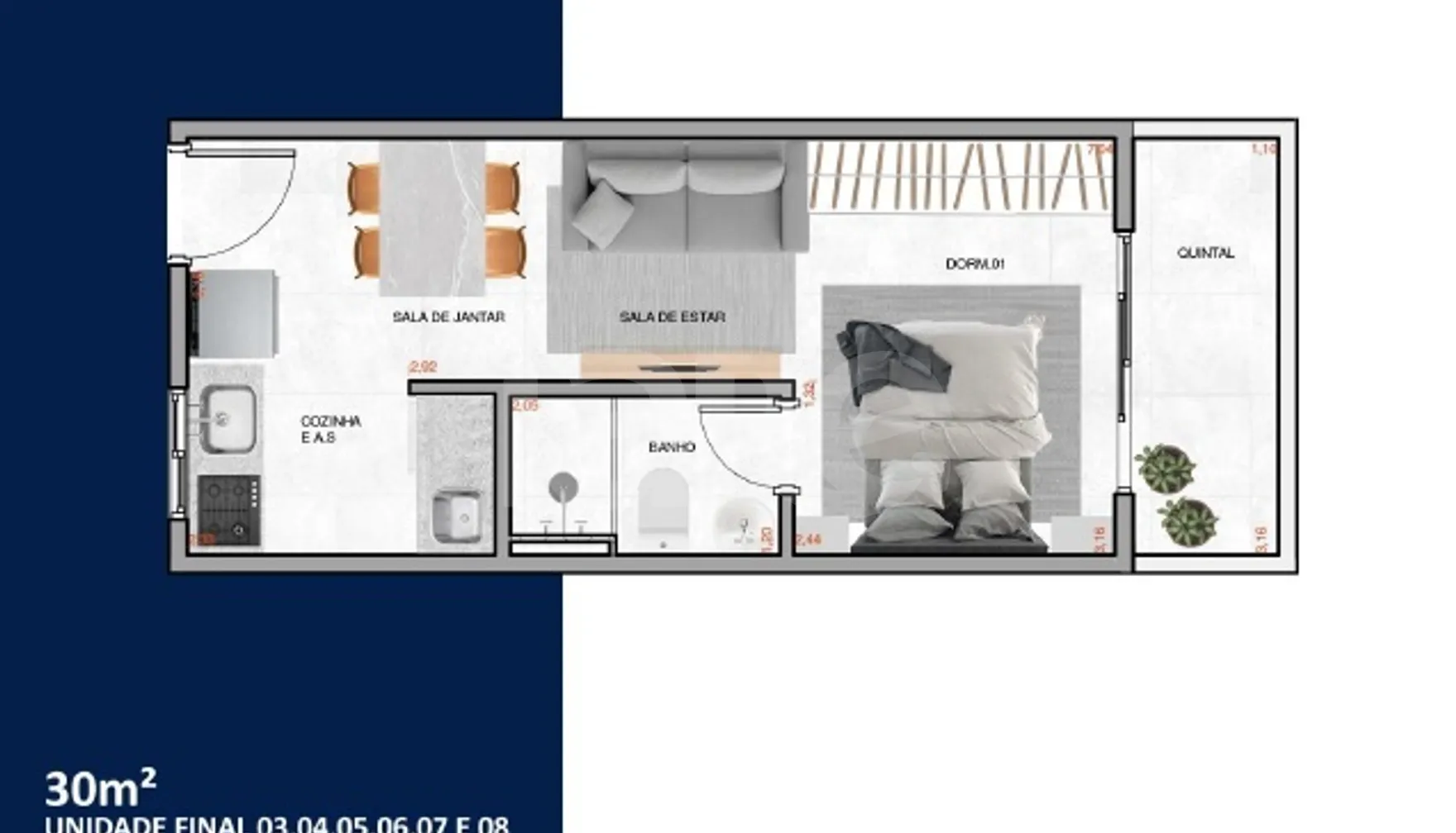 Planta — Studio 30 m²