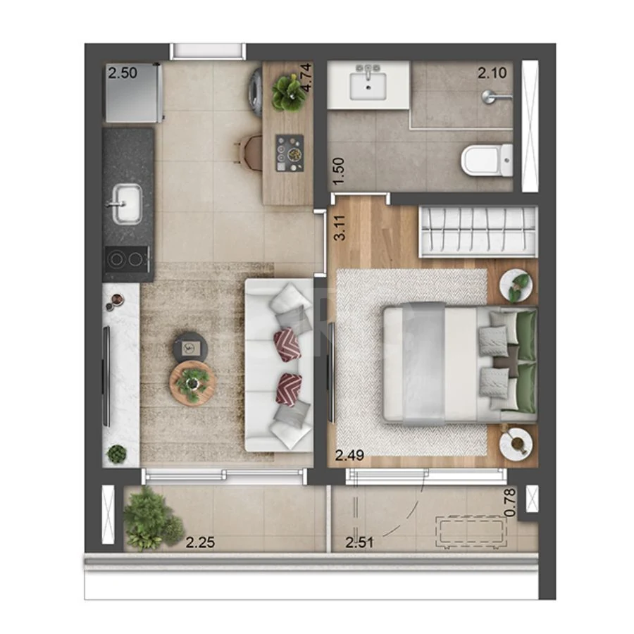 Planta — Apartamento 35 m²
