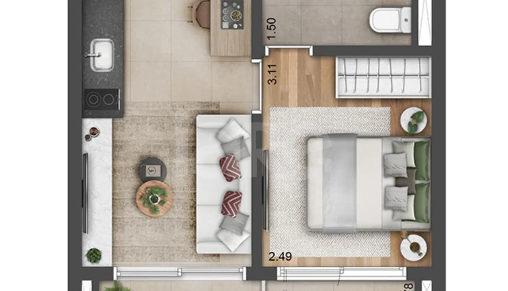 Planta — Apartamento 35 m²
