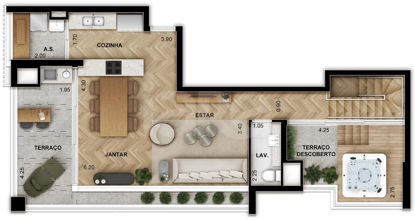 Planta — Apartamento 124,04 m²