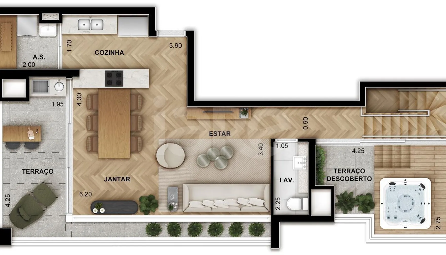 Planta — Apartamento 124,04 m²