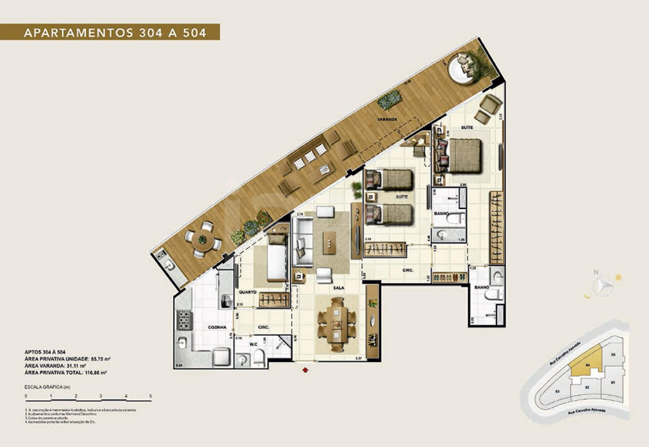 Planta — Apartamento 116,86 m²