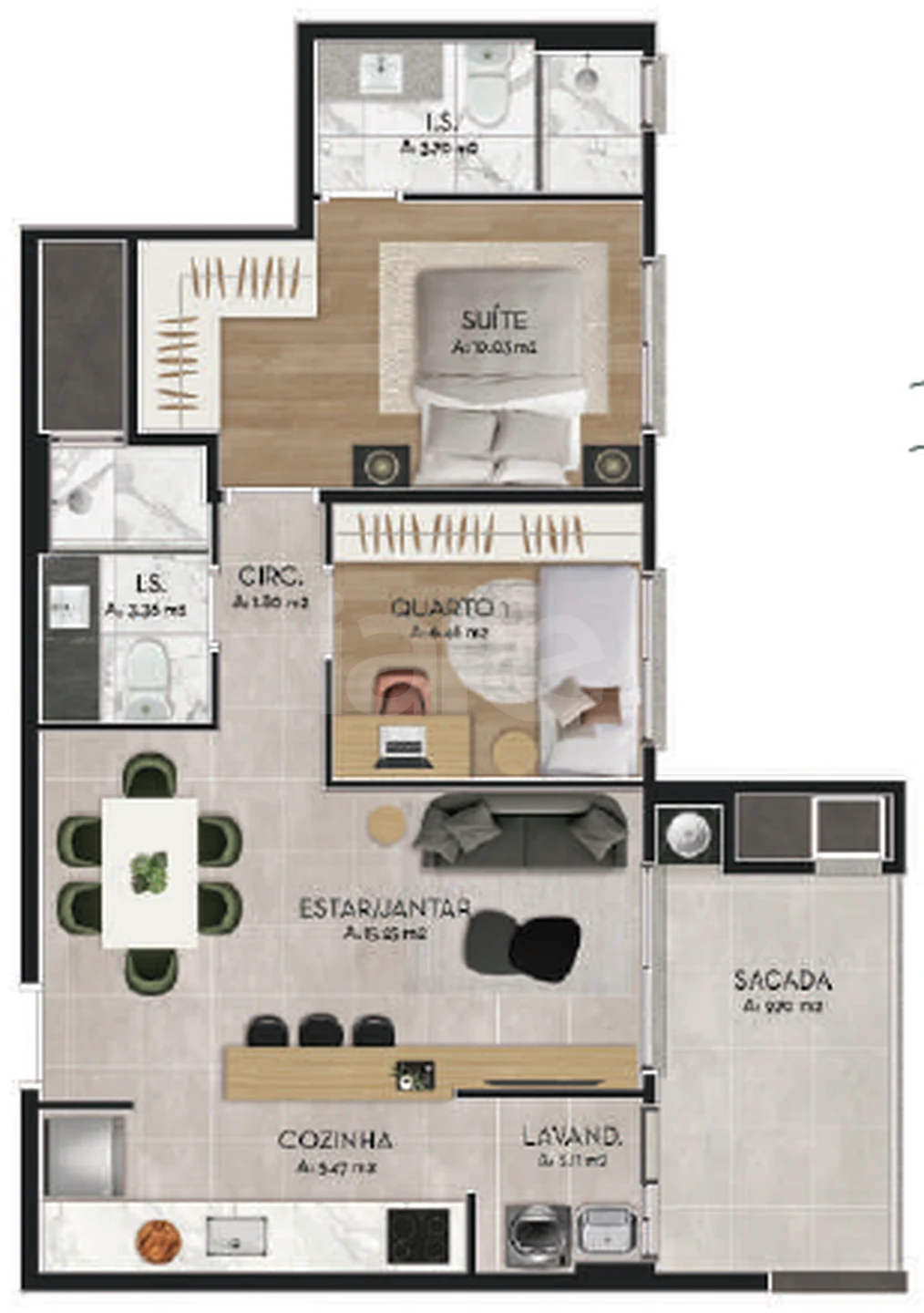 Planta — Apartamento 66 m²
