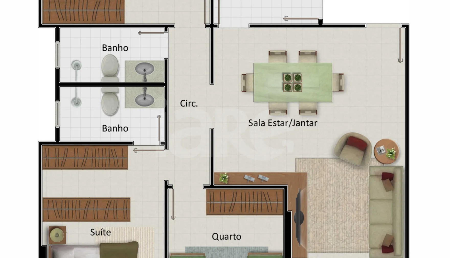 Planta — Apartamento 98,65 m²