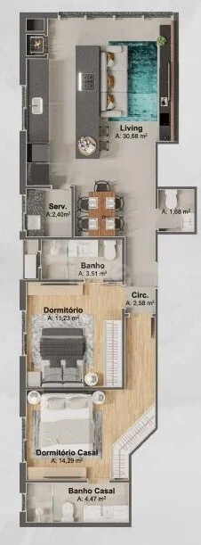 Planta — Apartamento 80 m²