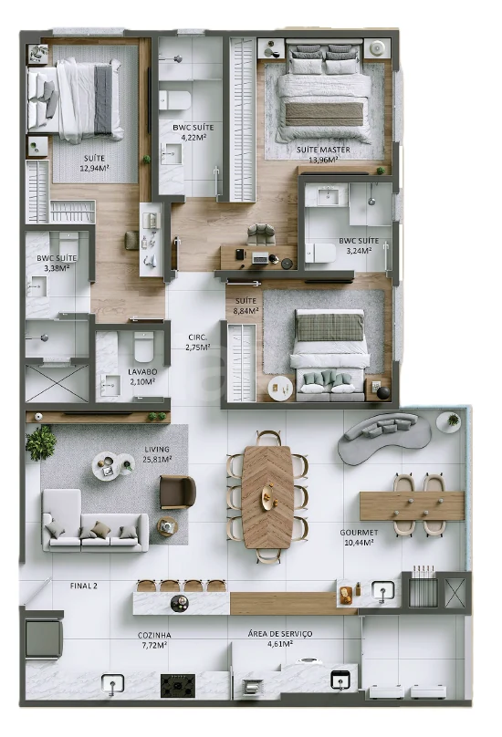 Planta — Apartamento 117 m²