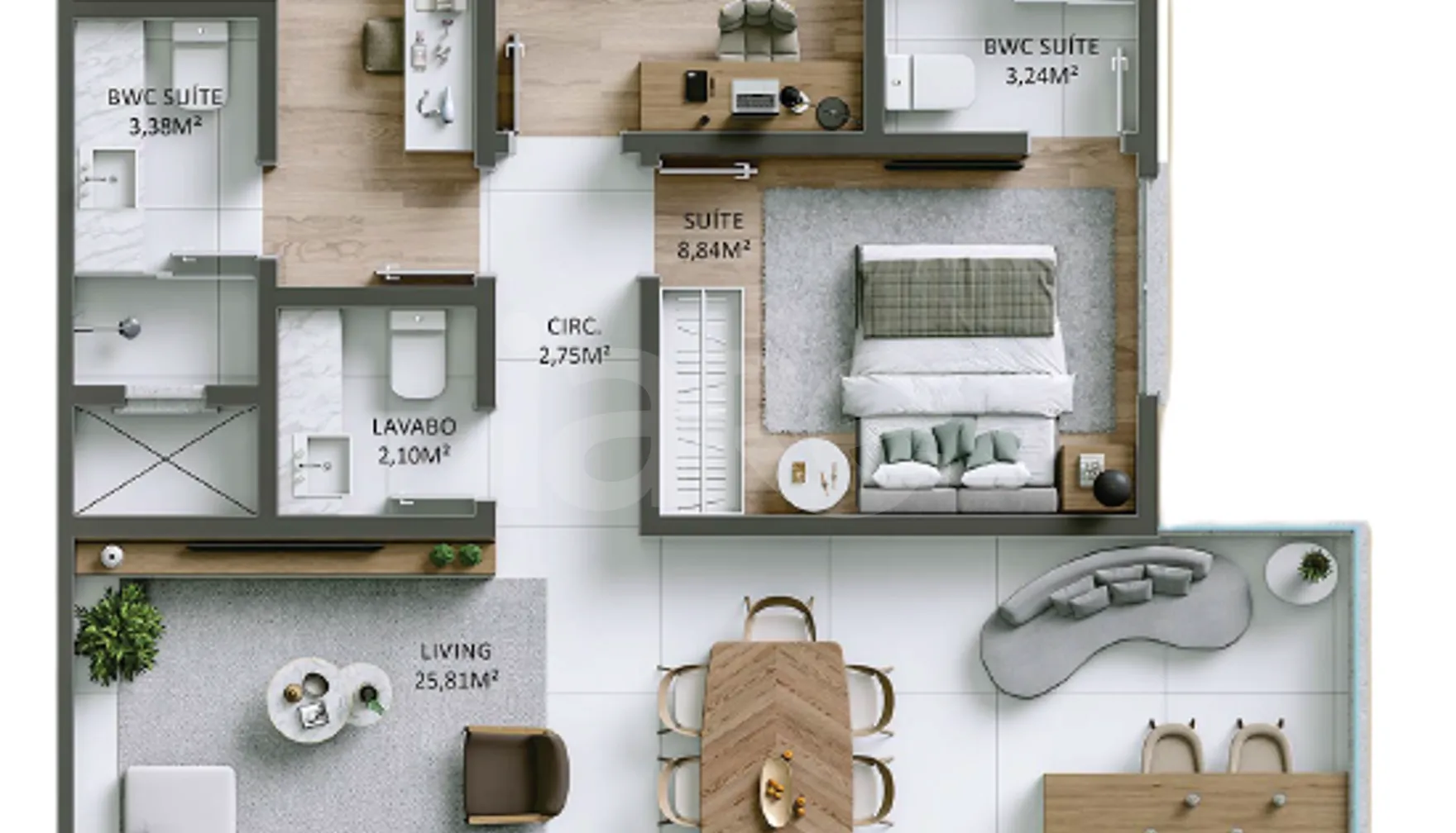 Planta — Apartamento 117 m²