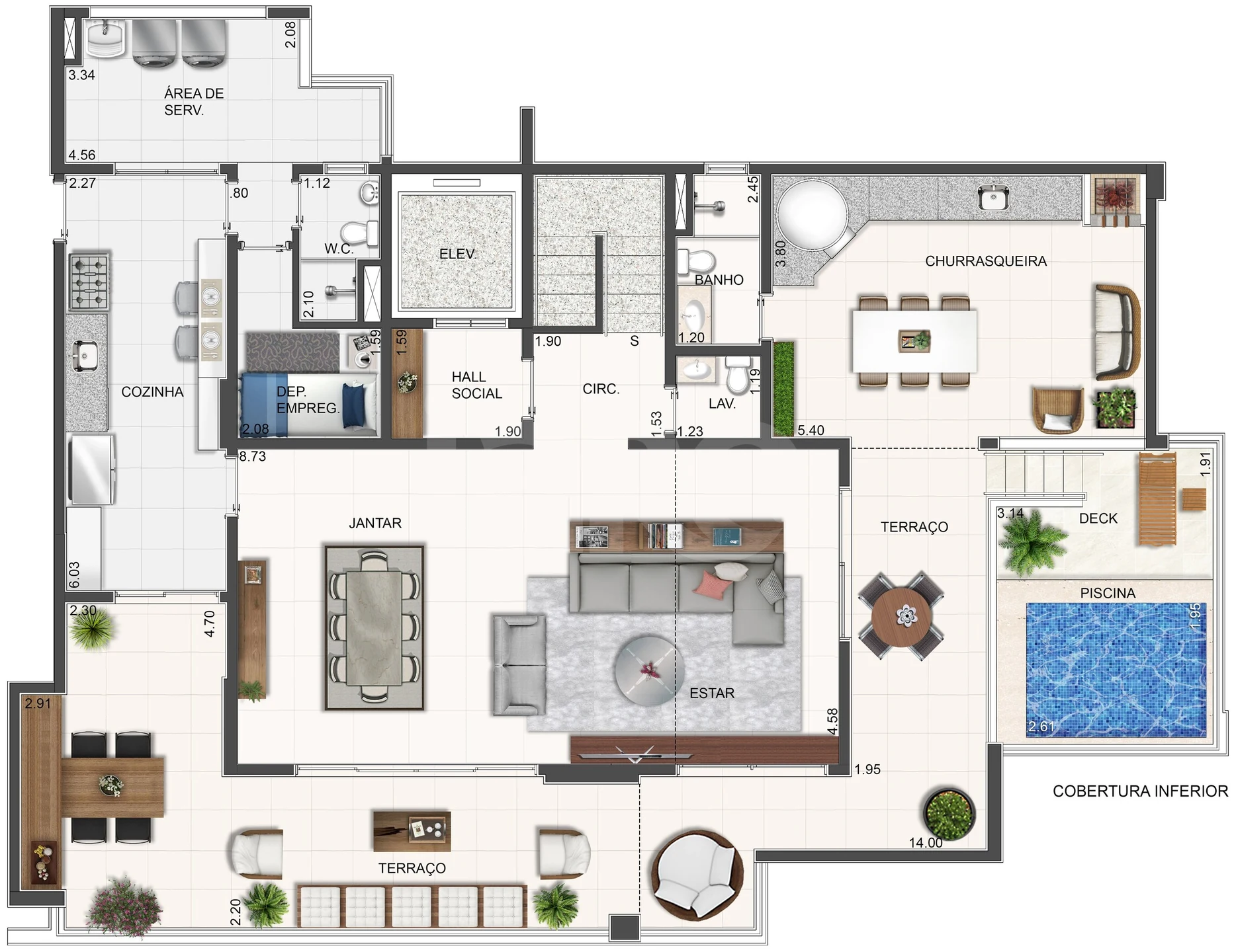 Planta — Cobertura Duplex 284,25 m²