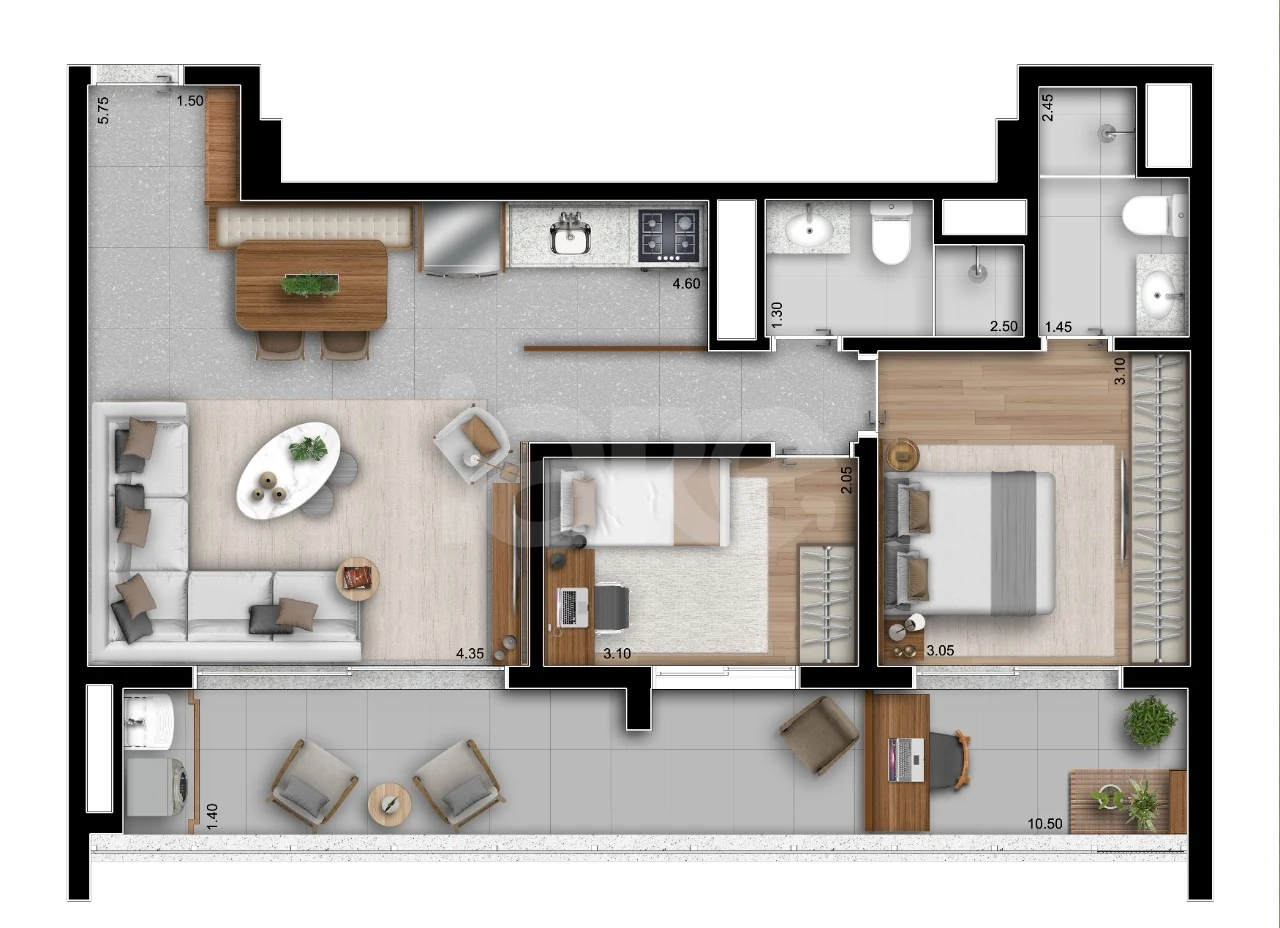 Planta — Apartamento 78,17 m²