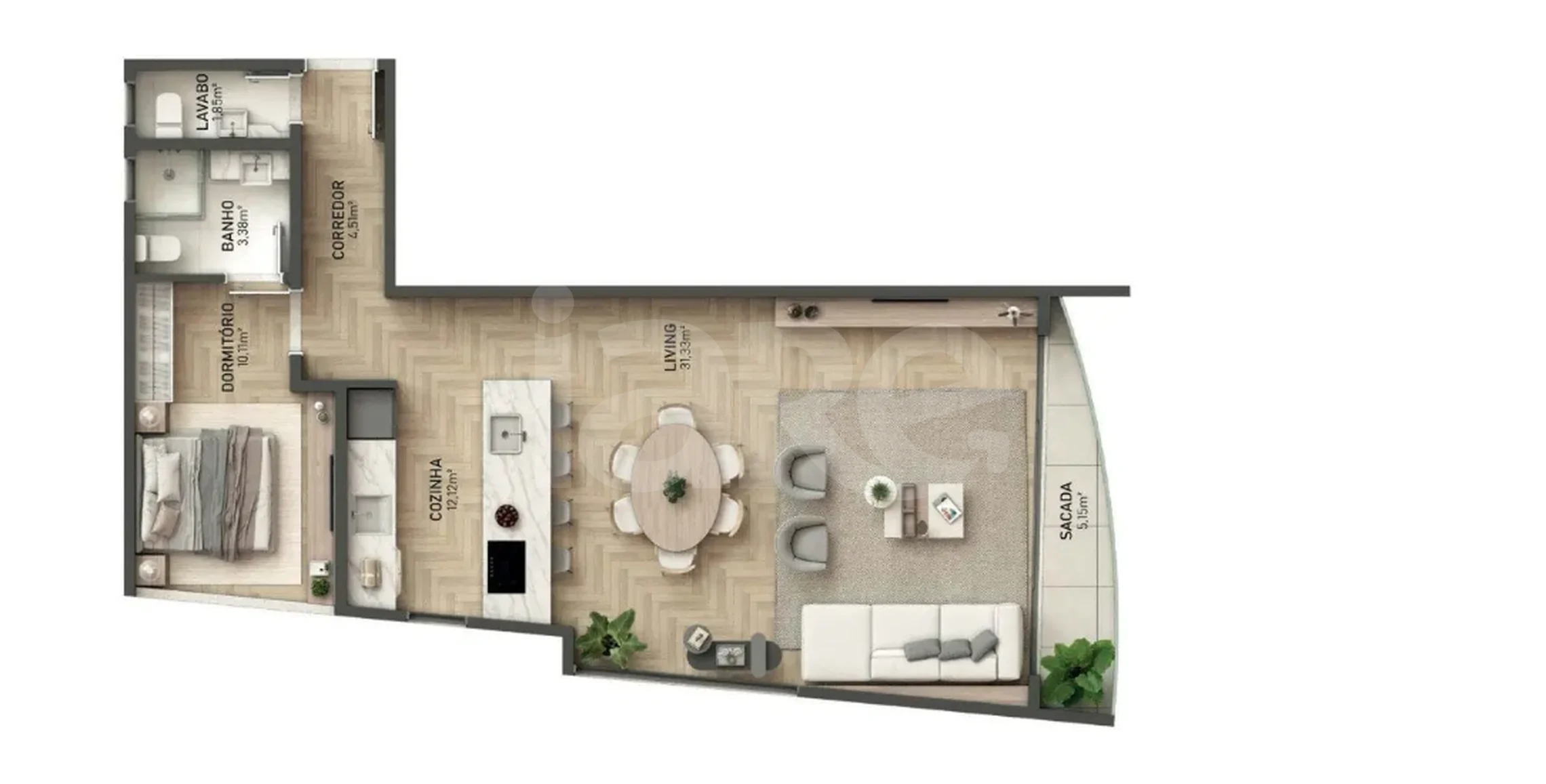 Planta — Apartamento 76 m²