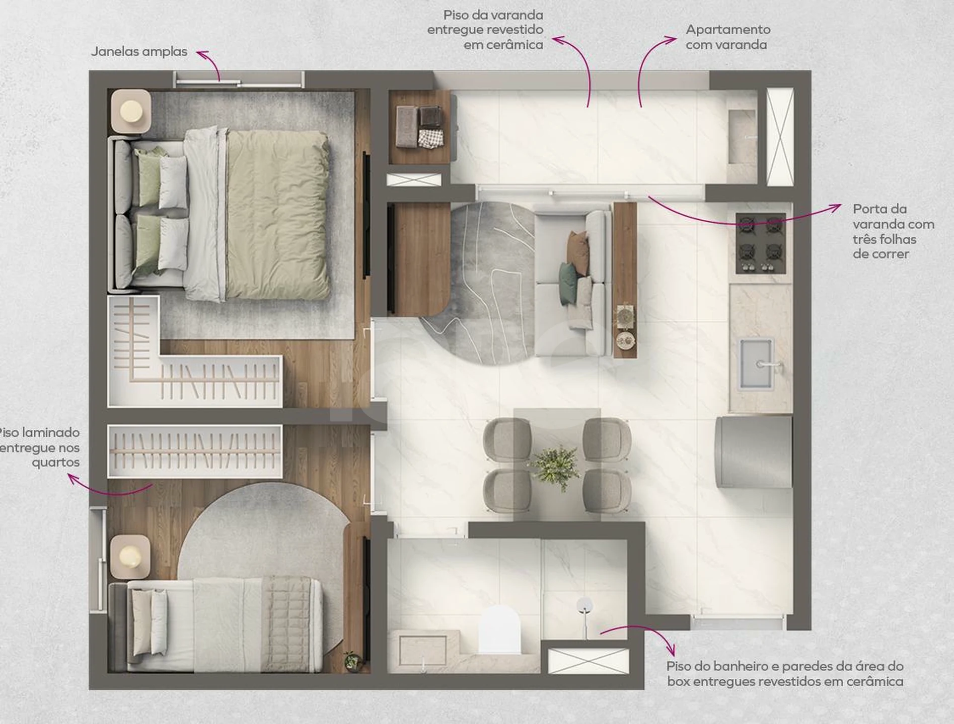 Planta — Apartamento 35,2 m²