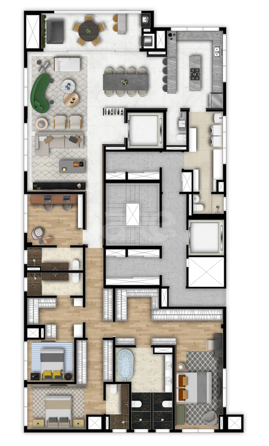 Planta — Apartamento 270 m² · 1º pavimento