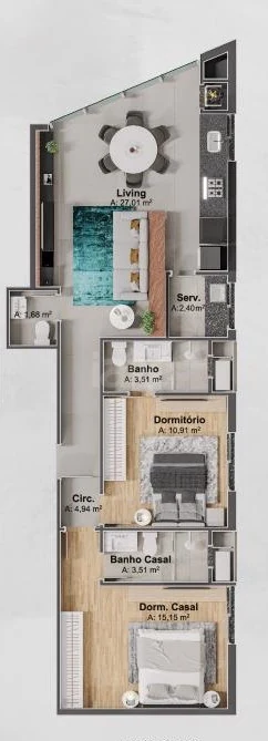 Planta — Apartamento 88 m²
