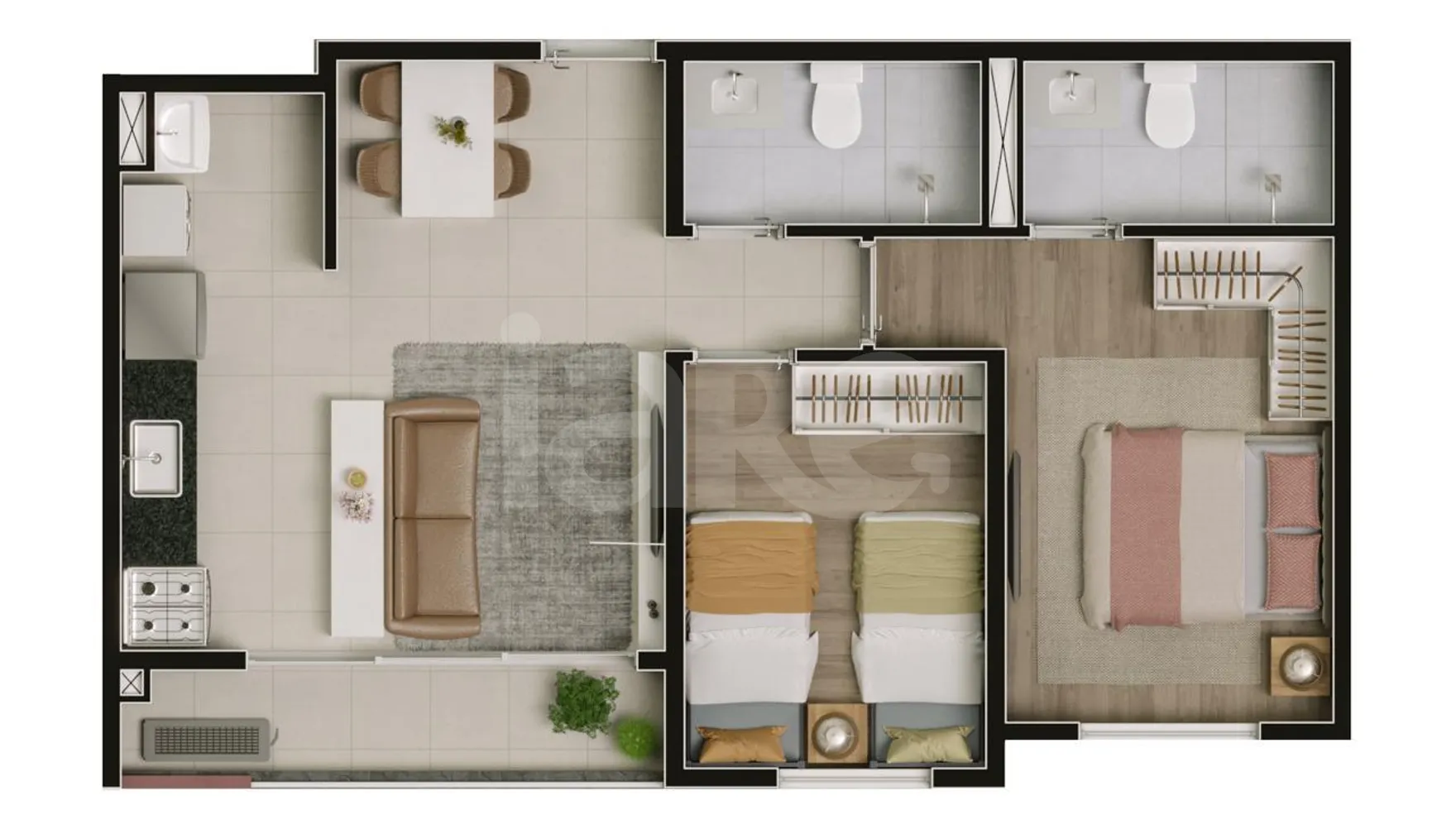 Planta — Apartamento 52,3 m²