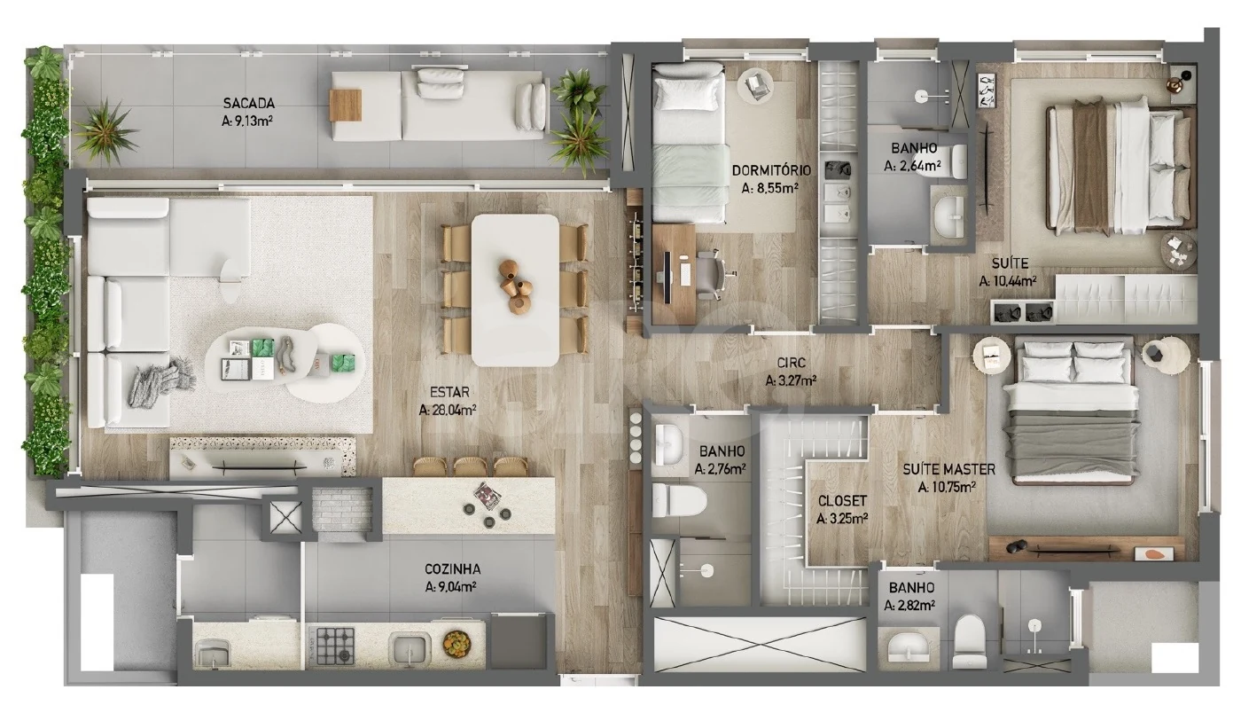 Planta — Apartamento 109,76 m²