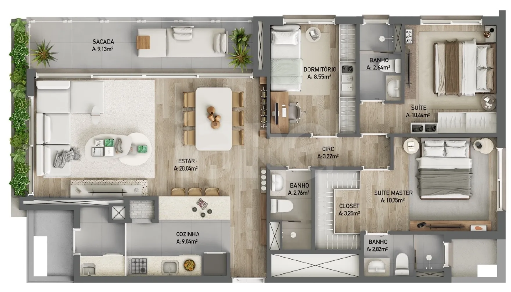Planta — Apartamento 109,76 m²