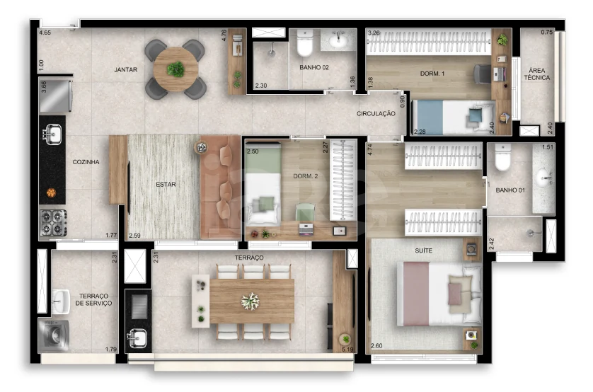 Planta — Apartamento 87,17 m²