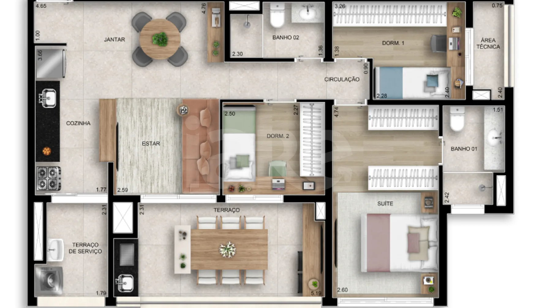 Planta — Apartamento 87,17 m²