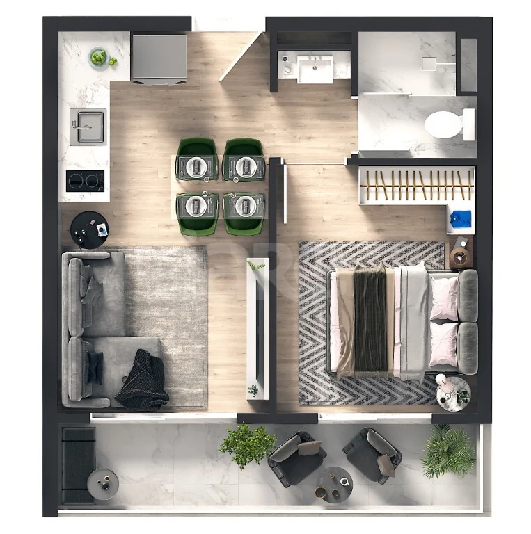Planta — Apartamento 33,43 m²