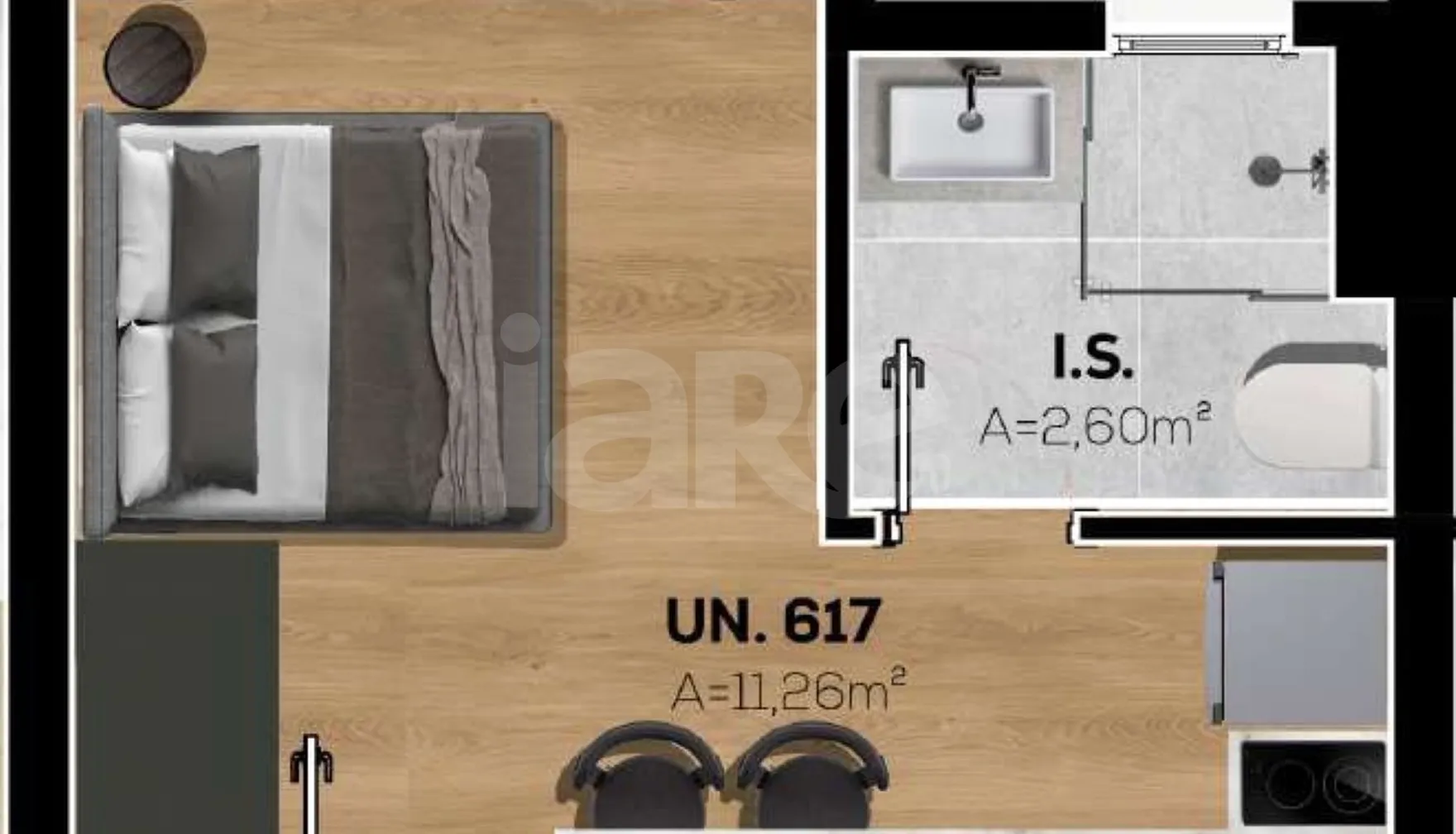 Planta — Studio 24,12 m²