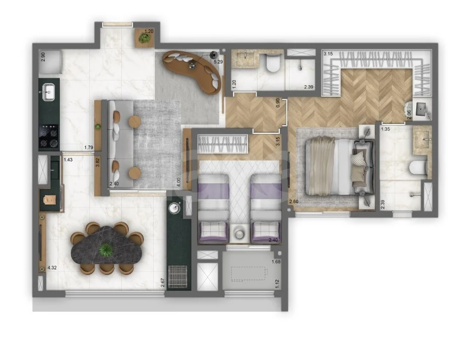 Planta — Apartamento 71 m²