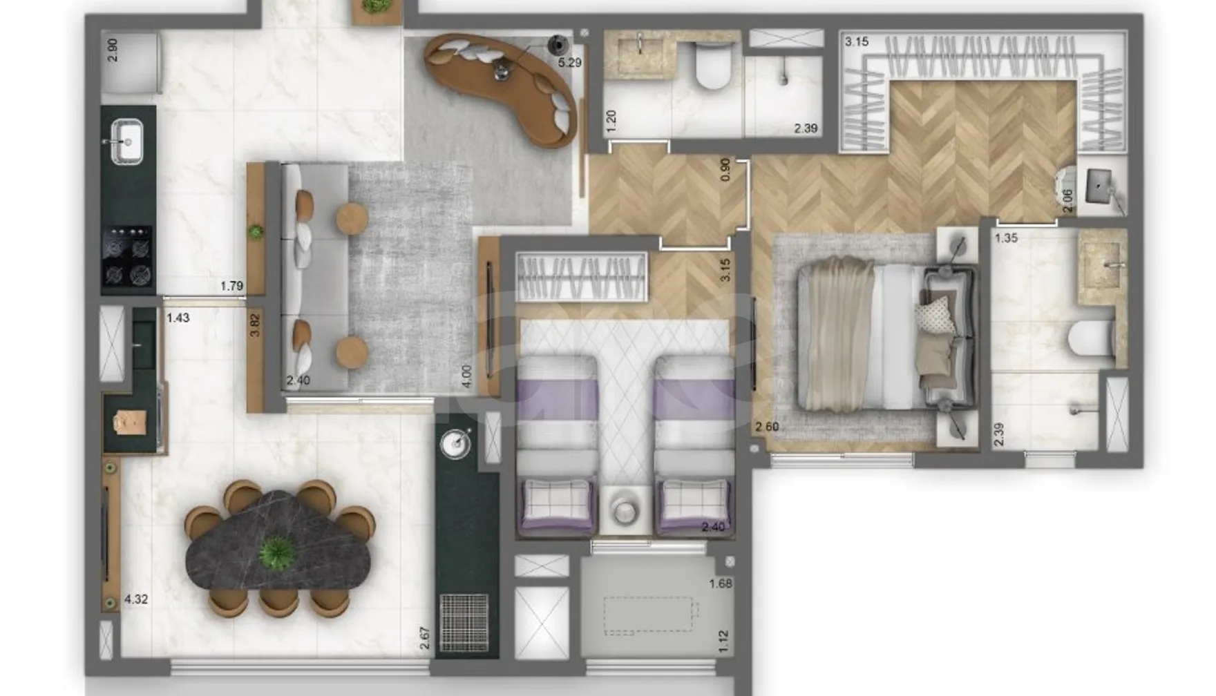 Planta — Apartamento 71 m²