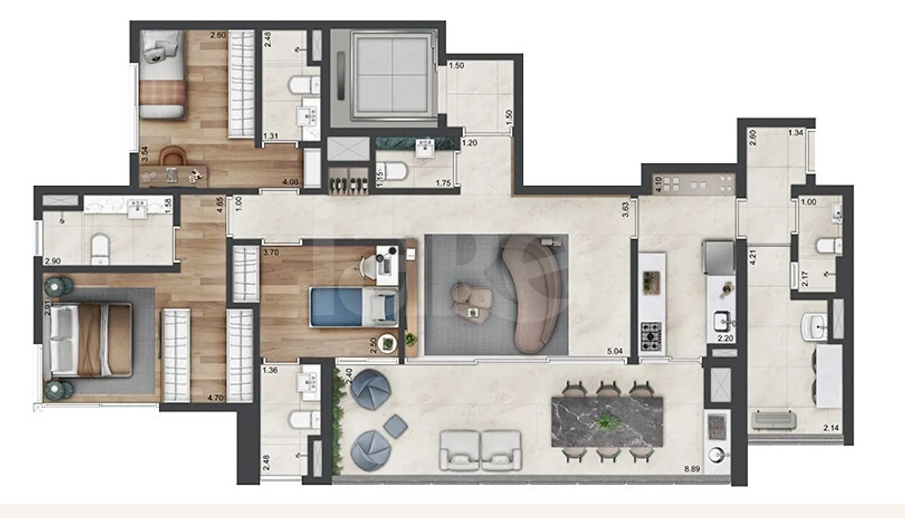 Planta — Apartamento 142 m²