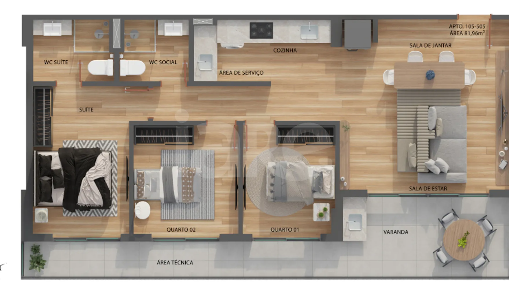 Planta — Apartamento 81,96 m²