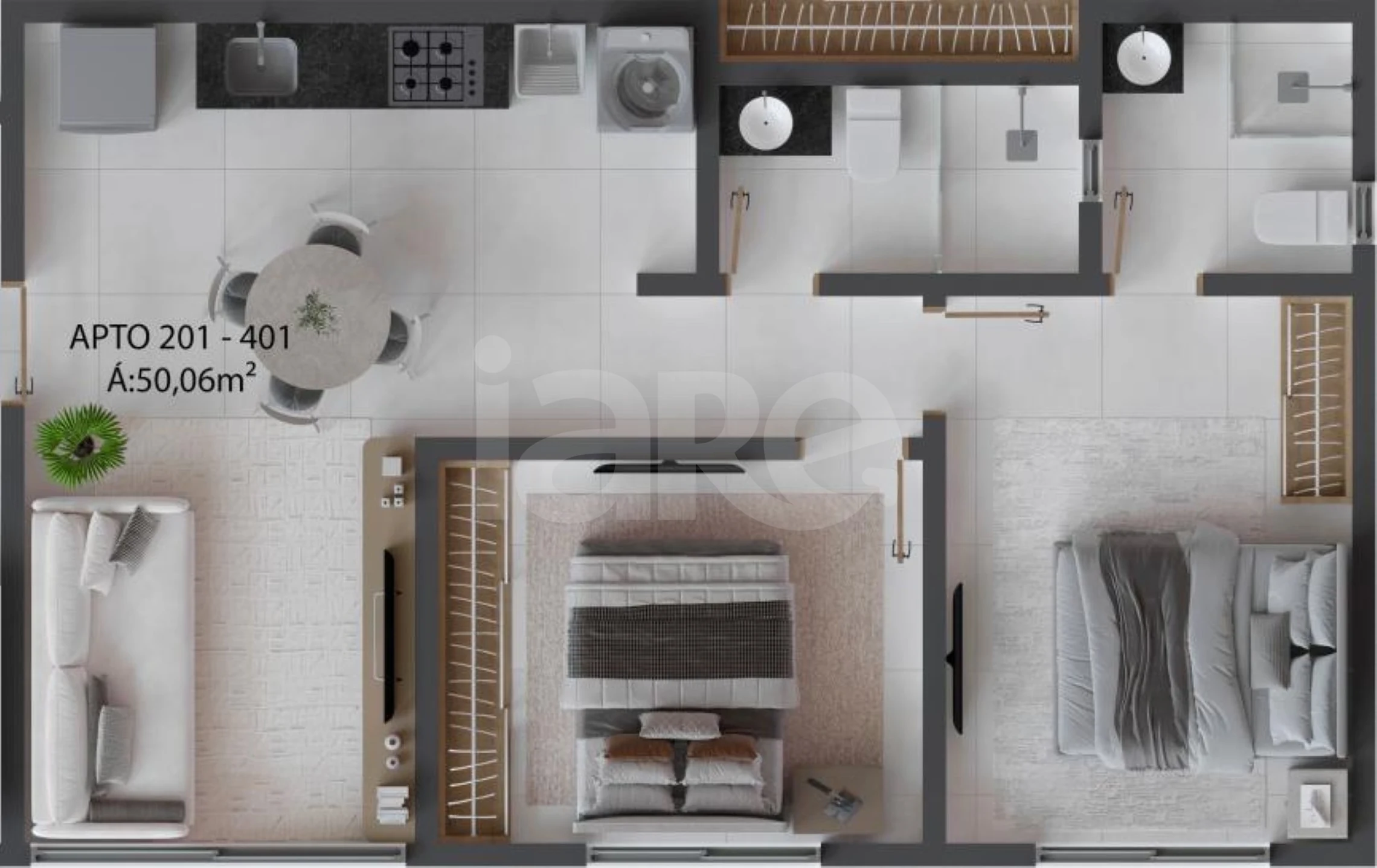 Planta — Apartamento 50,06 m²