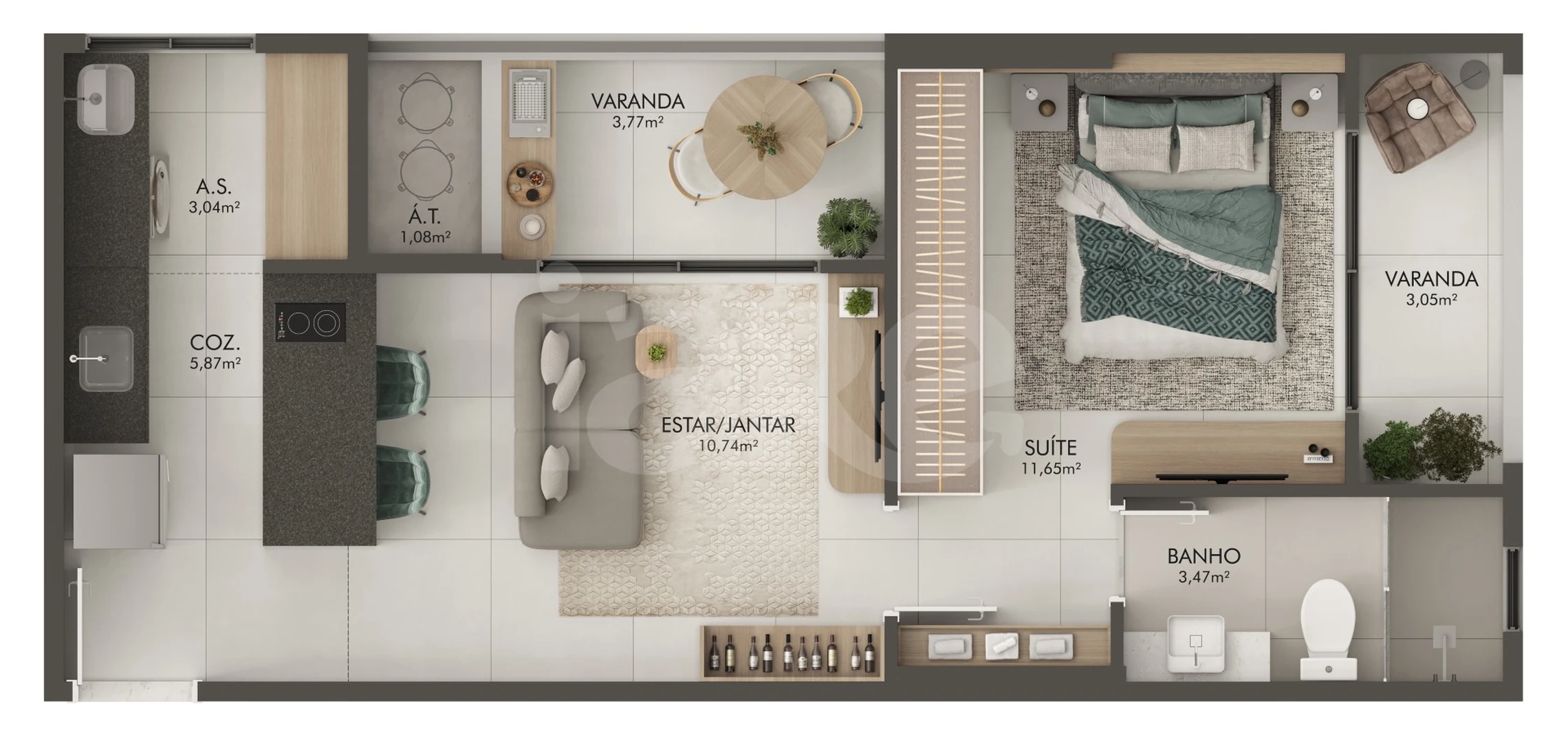 Planta — Apartamento 48,12 m²