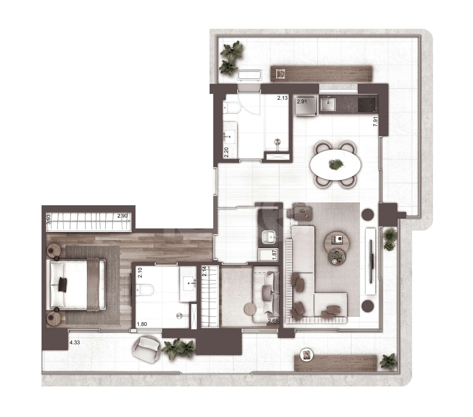 Planta — Apartamento 106,68 m²