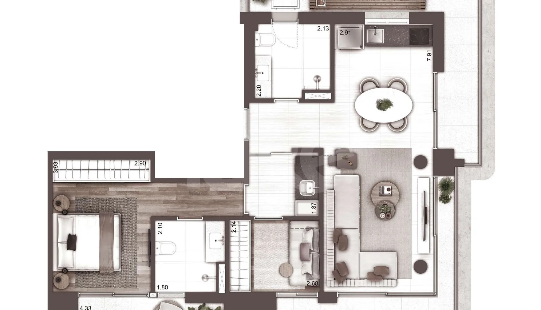 Planta — Apartamento 106,68 m²