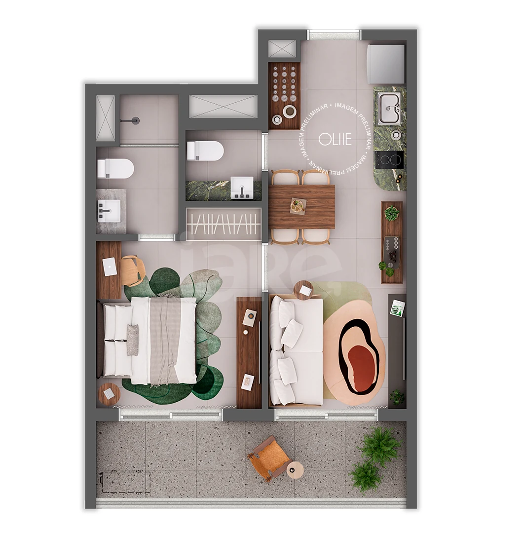 Planta — Apartamento 46,55 m²