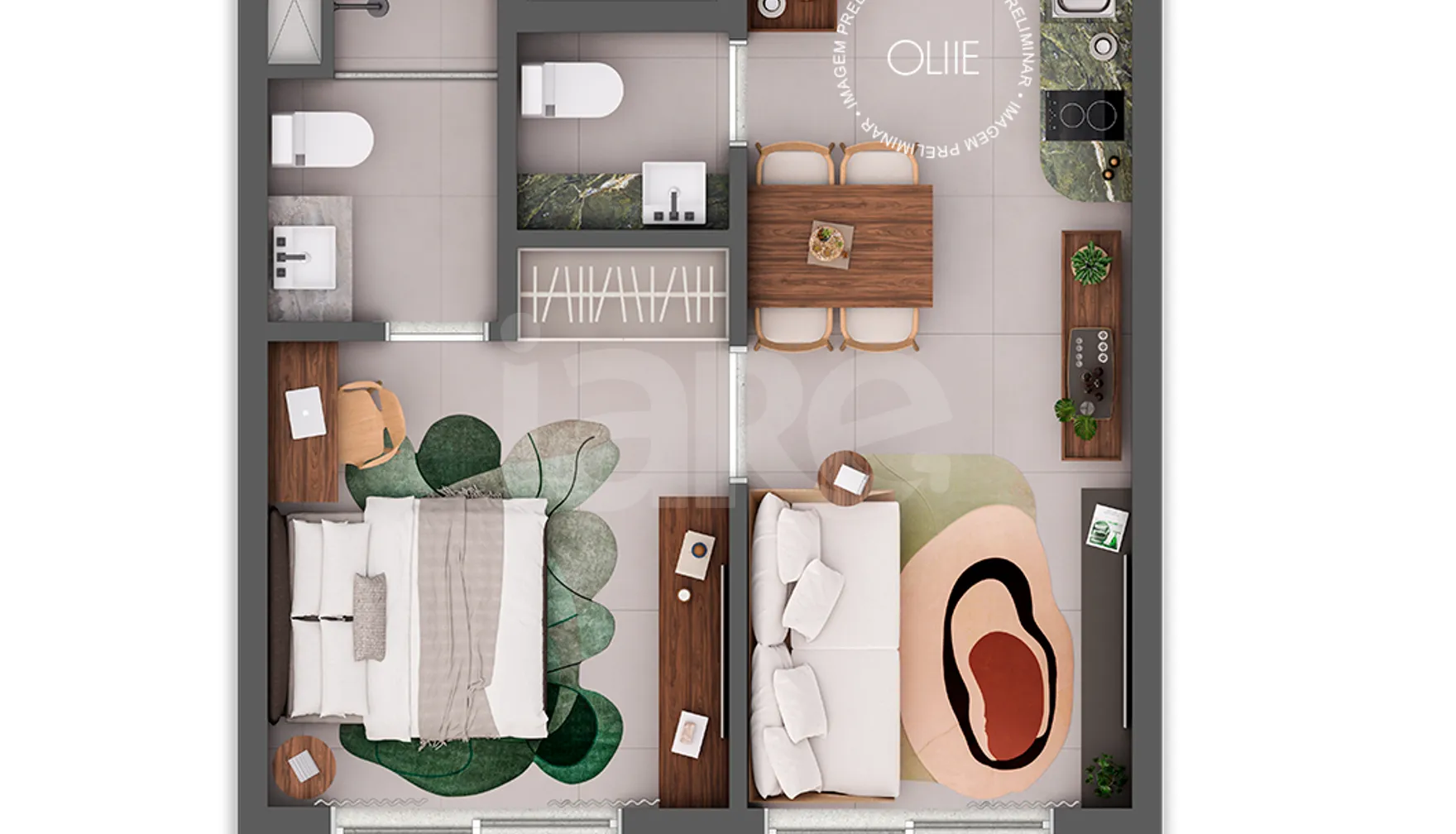 Planta — Apartamento 46,55 m²