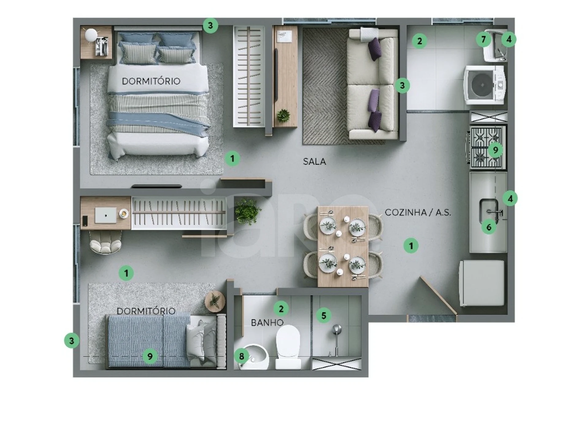 Planta — Apartamento 35,03 m²