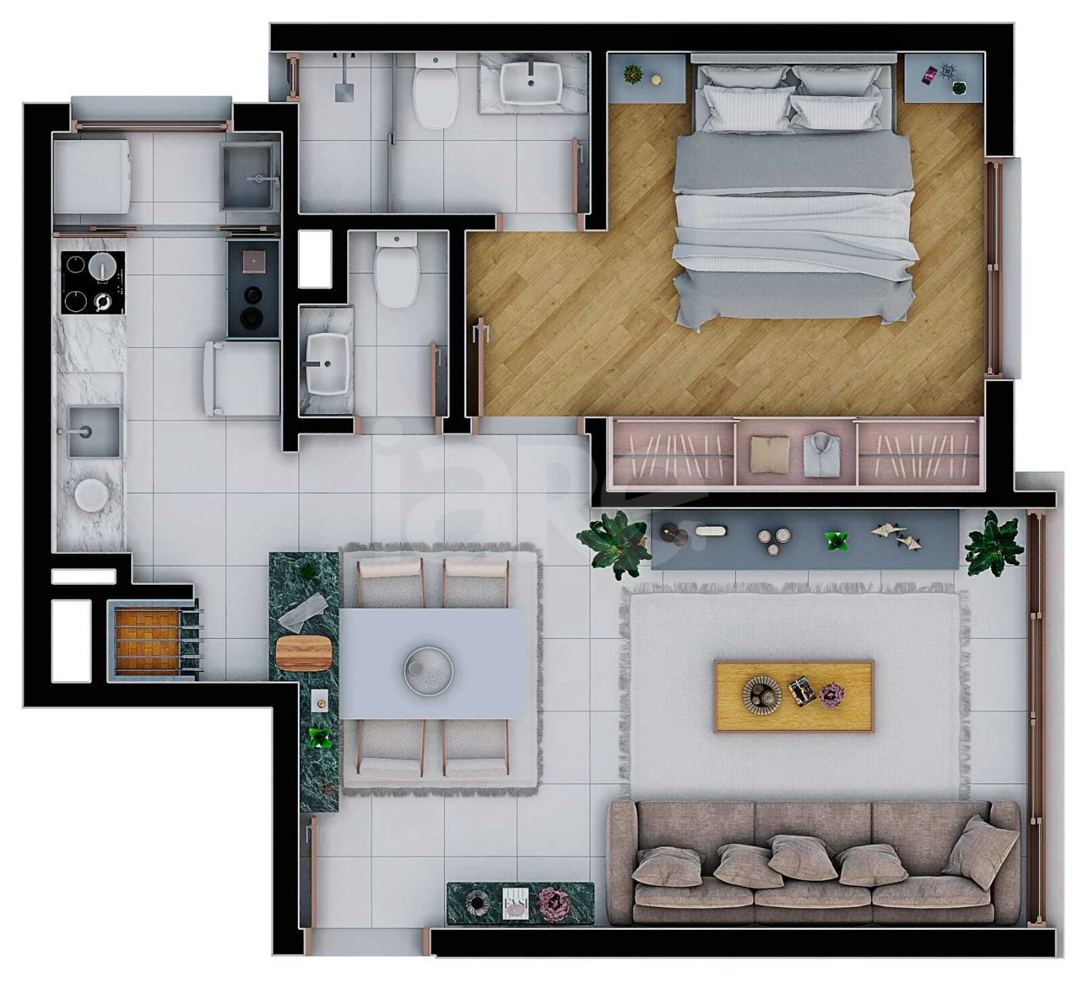 Planta — Apartamento 53,03 m²