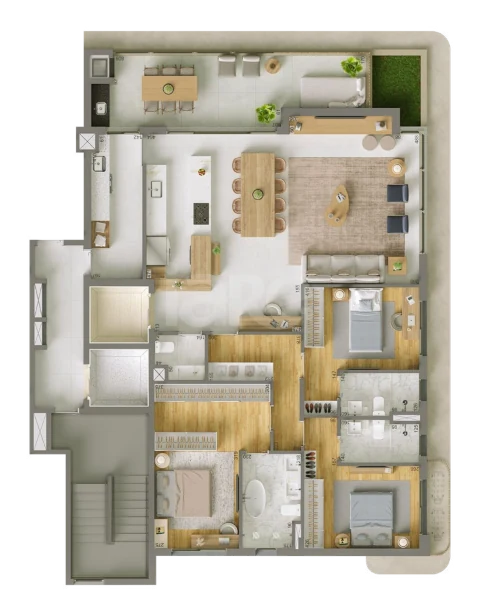 Planta — Apartamento 155,8 m² · 1º pavimento