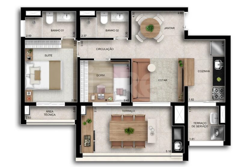 Planta — Apartamento 67,19 m²