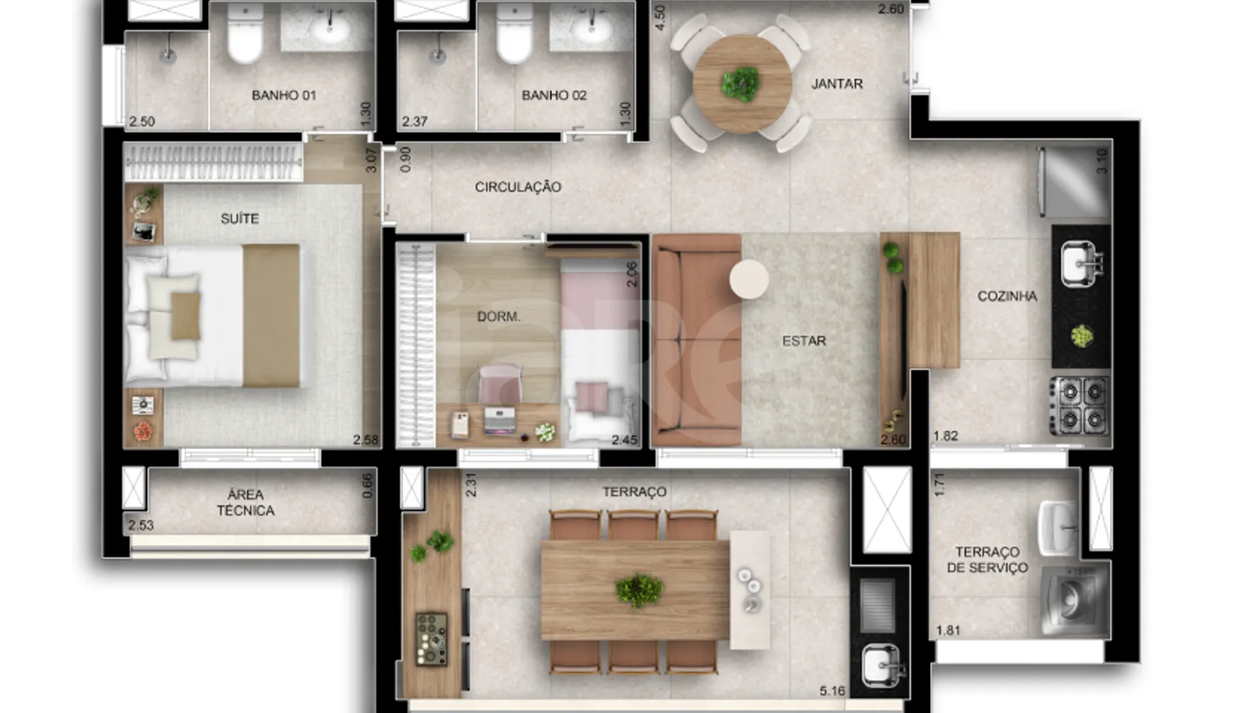 Planta — Apartamento 67,19 m²