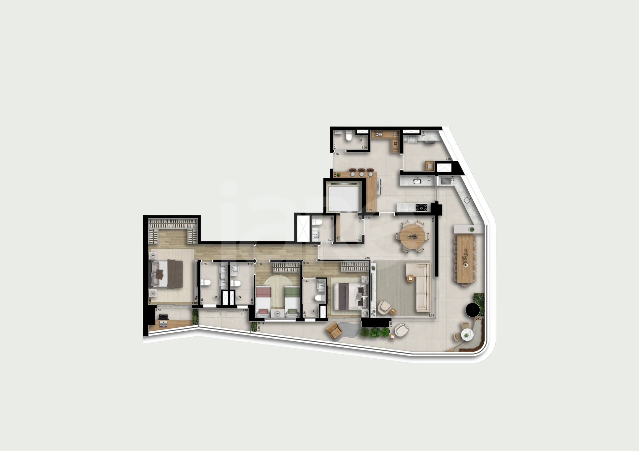 Planta — Planta 179m² - 3 suites