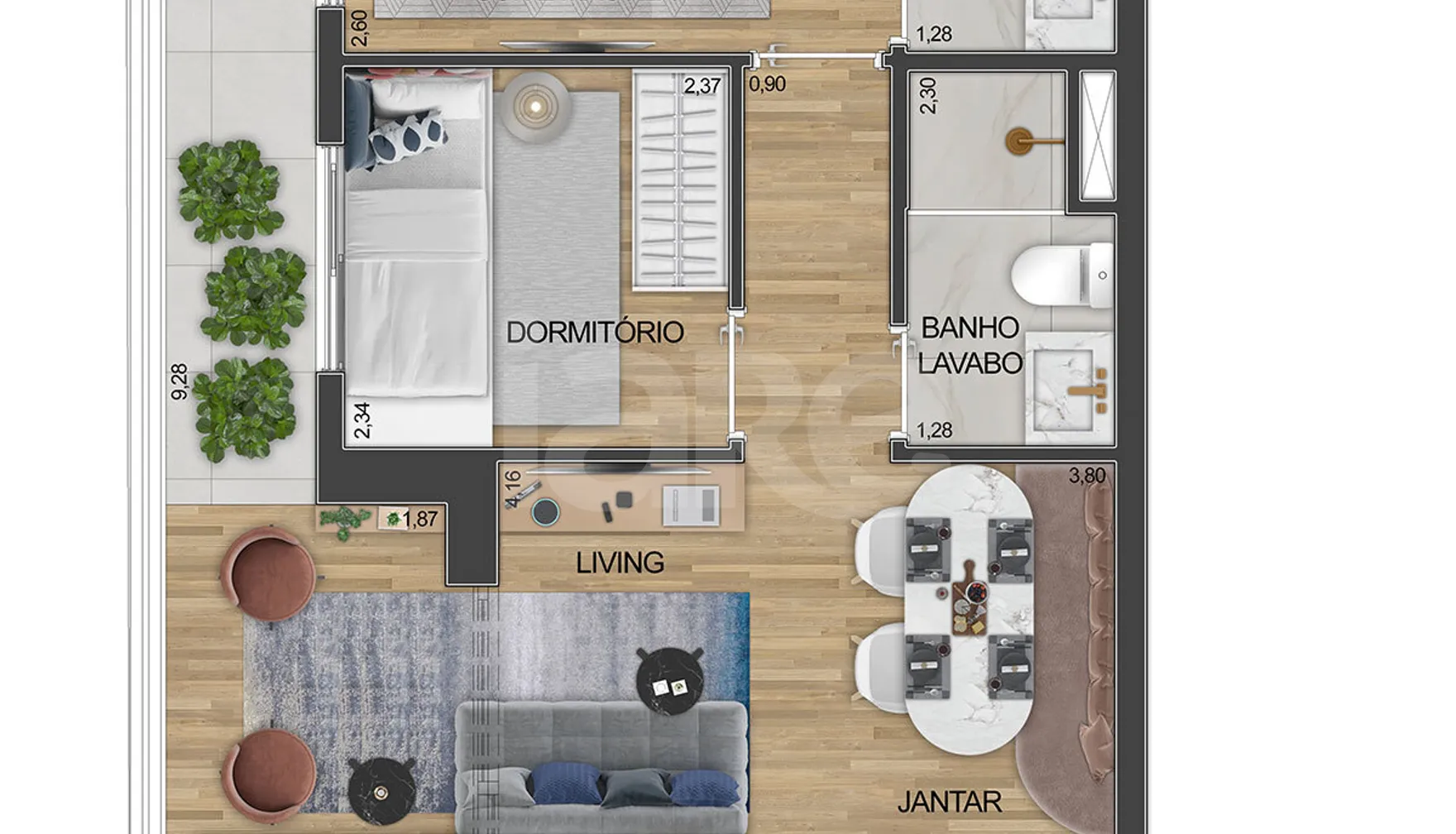 Planta — Apartamento 57,15 m²