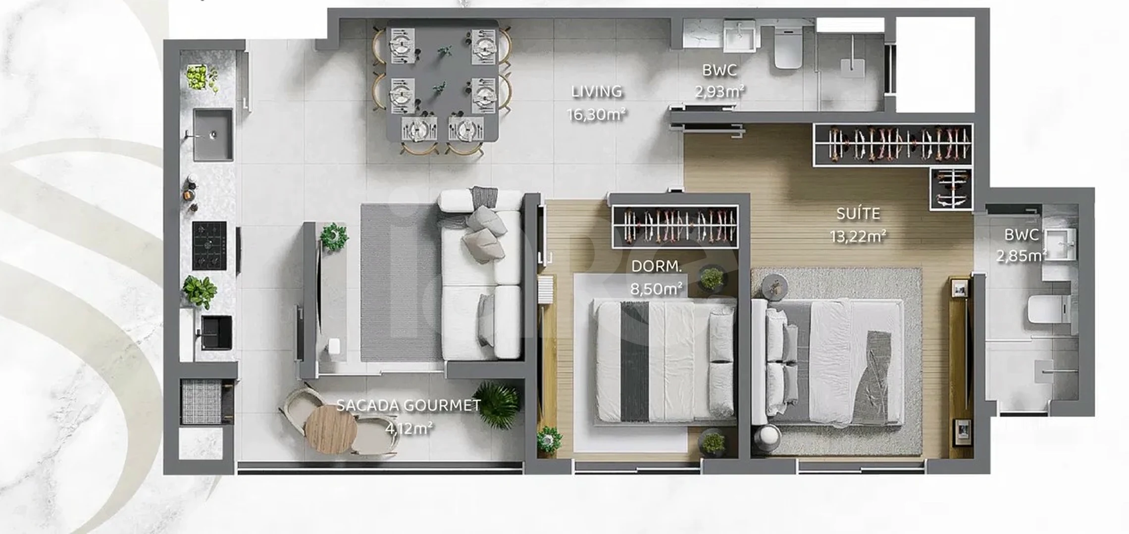 Planta — Apartamento 65,33 m²