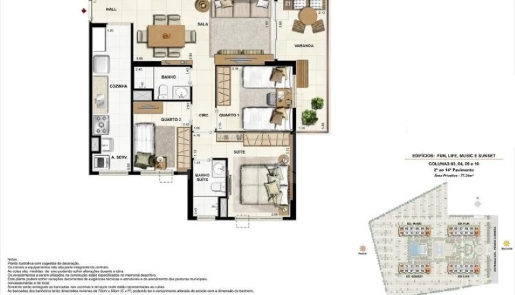 Planta — Apartamento 77,34 m²