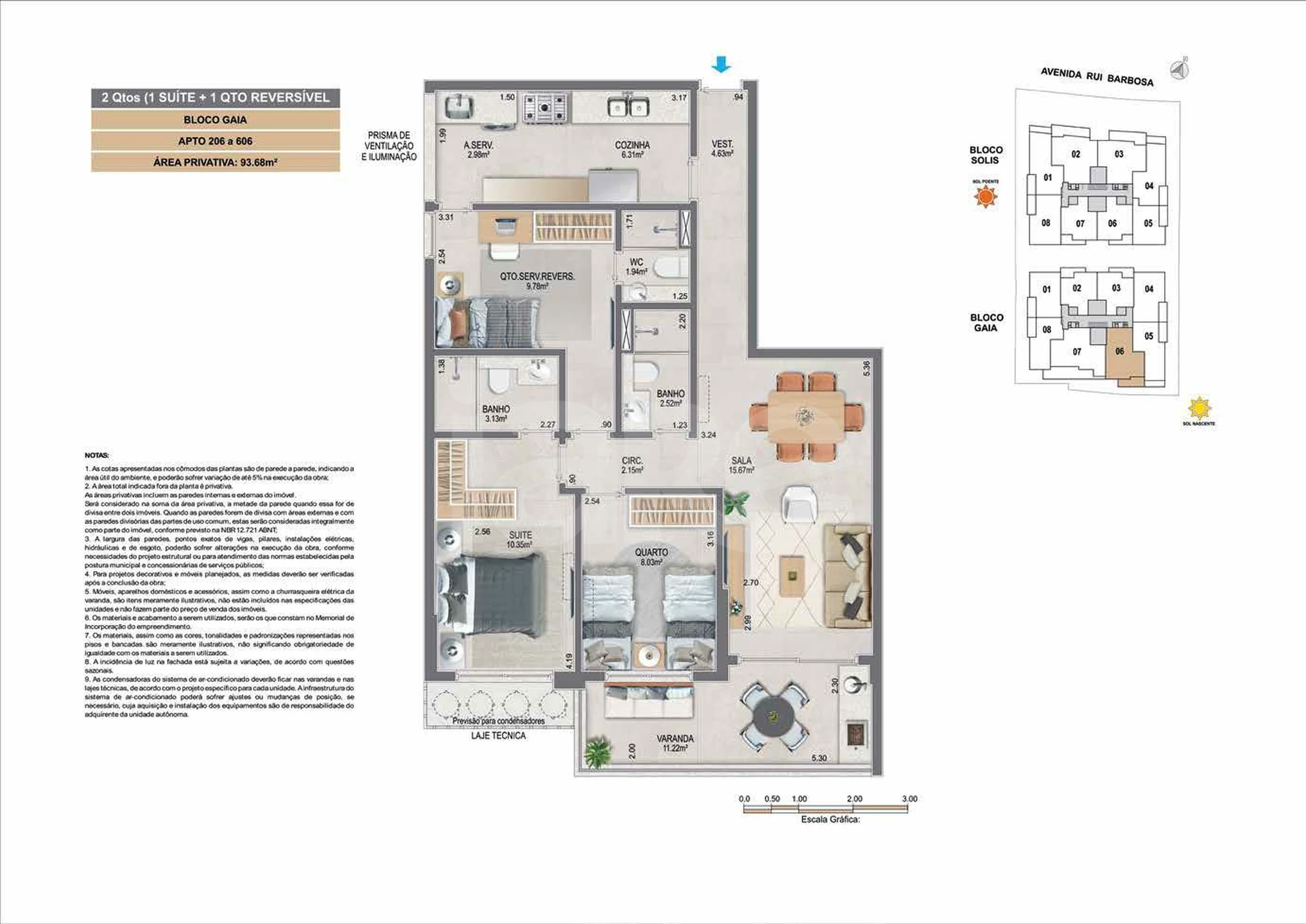 Planta — Apartamento 93,68 m²