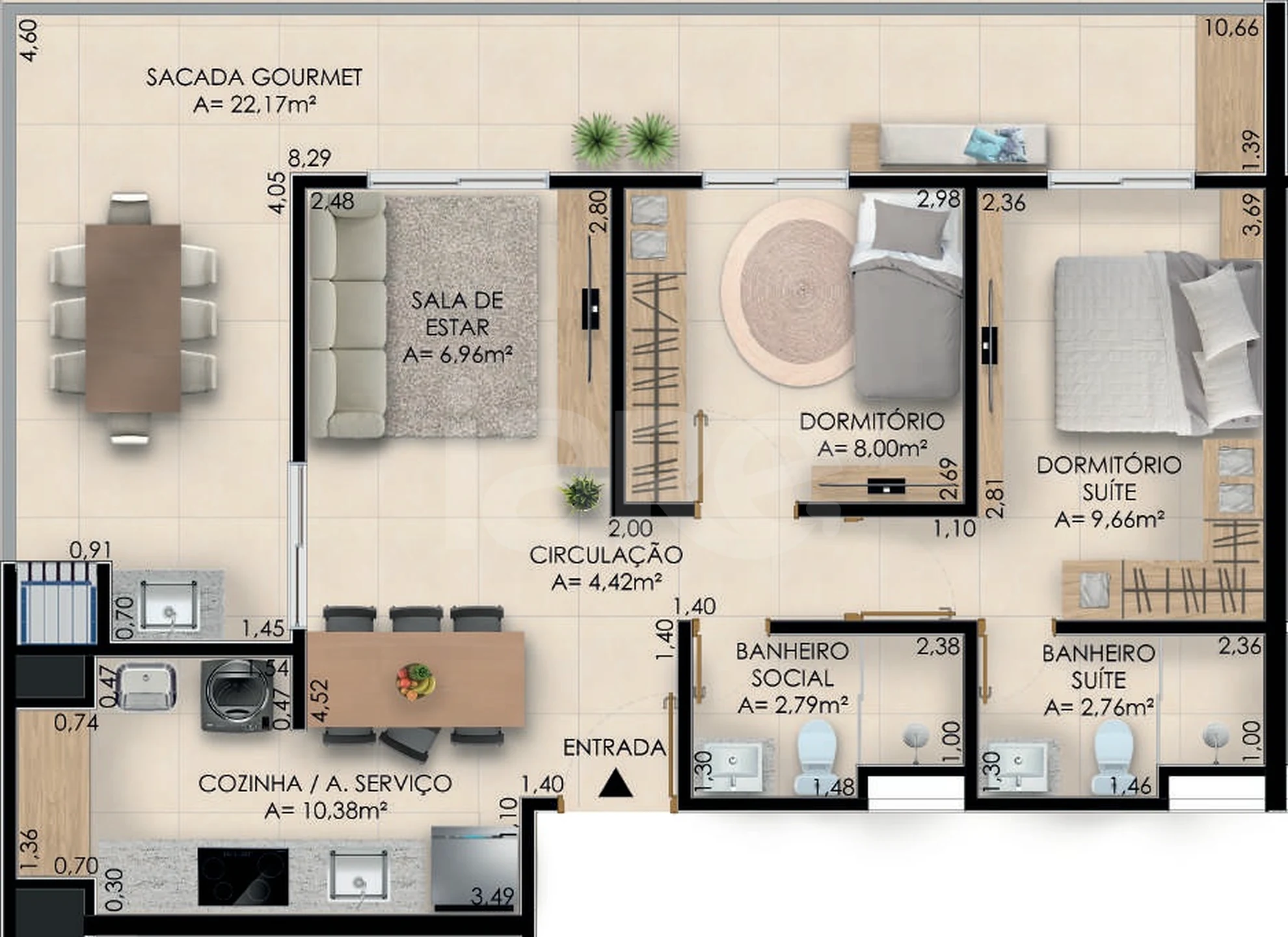 Planta — Apartamento 81,3 m²